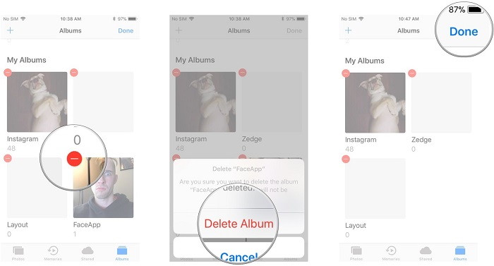 Delete Photo Albums from iPhone