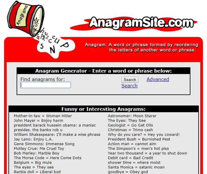 AnagramSite - Best Anagram Maker Sites