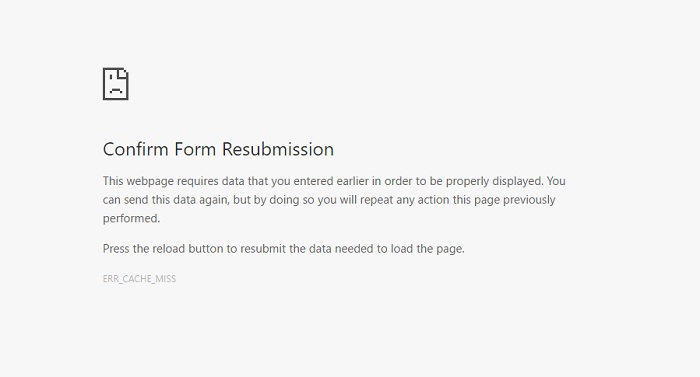 Confirm Form Resubmission Error