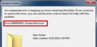 Error Code 0x80004005: Unspecified Error