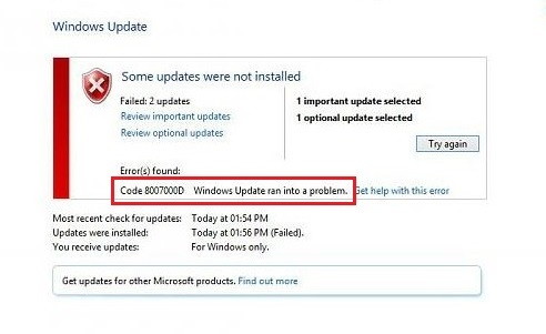 0x8007000D - Windows Update Ran Into A Problem in Windows 10
