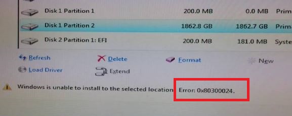 0x80300024 Error When Installing Windows