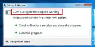 Com Surrogate has Stopped Working Error