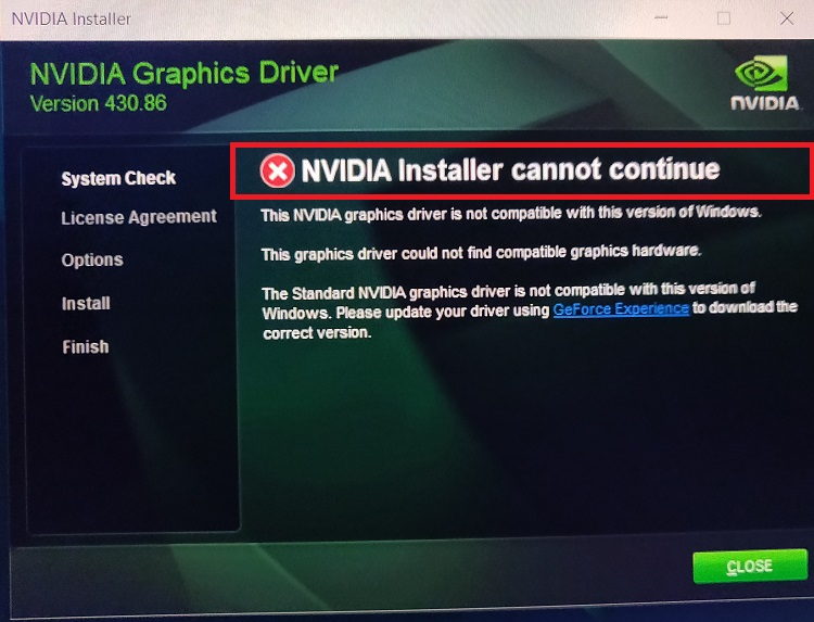 NVIDIA Installer Cannot Continue Error in Windows 10, 8 and 7