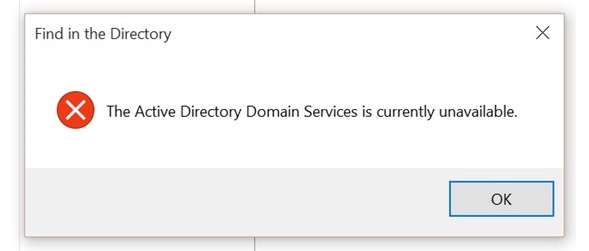 The Active Directory Domain Services is Currently Unavailable Error