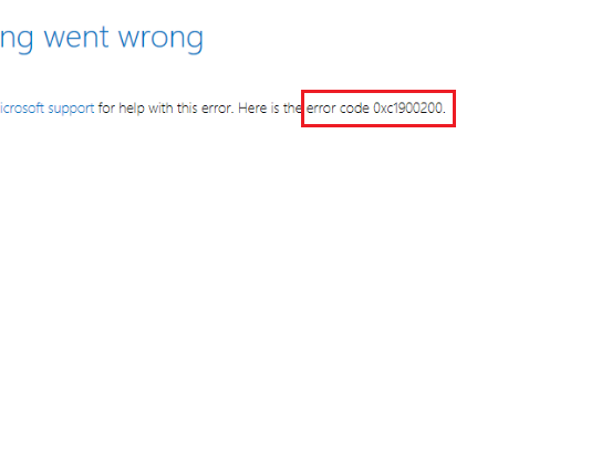 Update Error 0xc1900200 in Windows 10