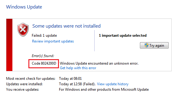 Update Failing With Error 0x8024200D in Windows 10