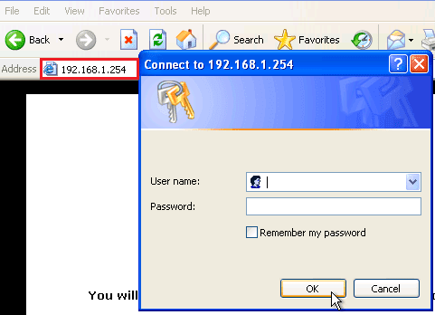 192.168.1.254 IP Router Admin Login