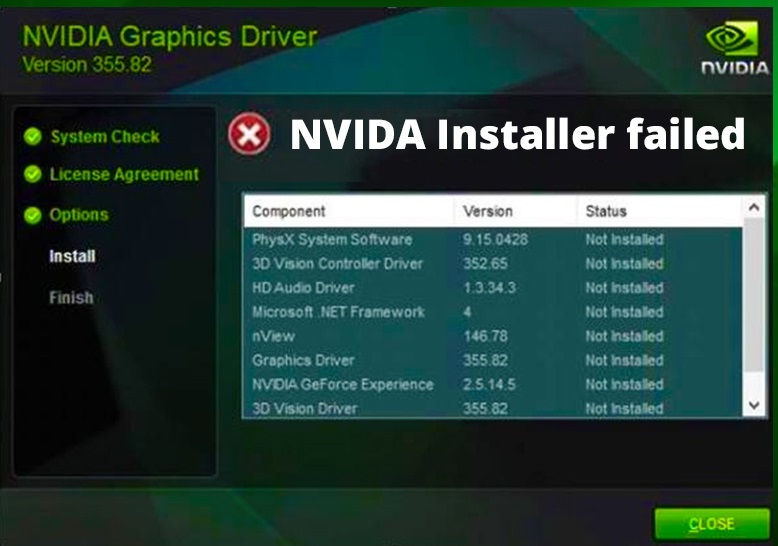 NVIDIA Installer Failed in Windows 10, 8 and 7