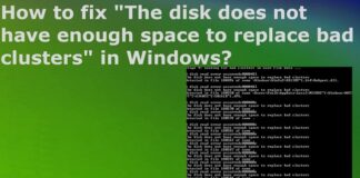 The Disk Does Not Have Enough Space to Replace Bad Clusters